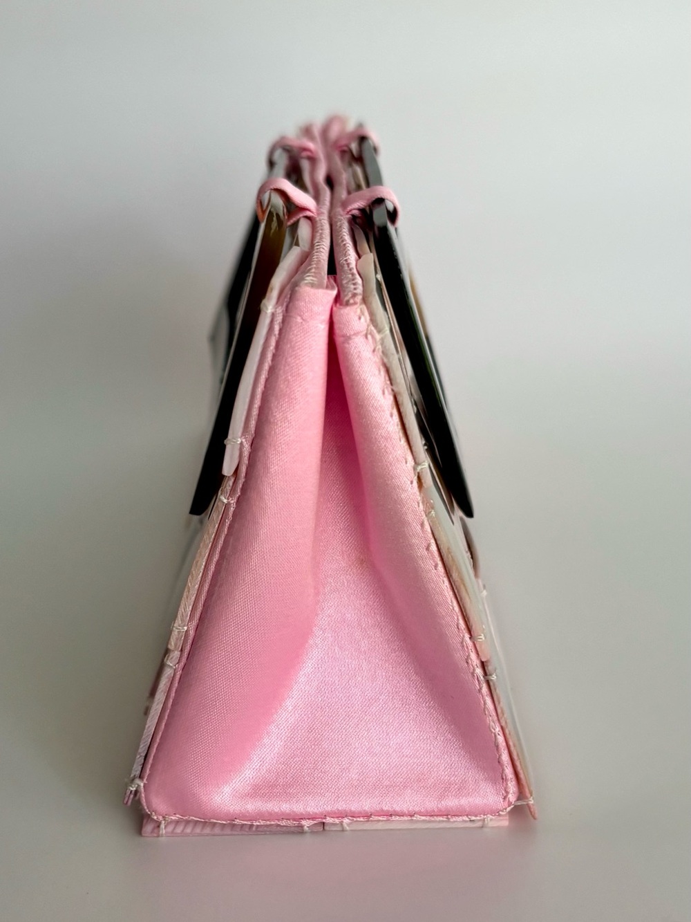 Pink Iridescent Shell Tile Mini Bag with Rectangular Handle - Picture 5 of 11